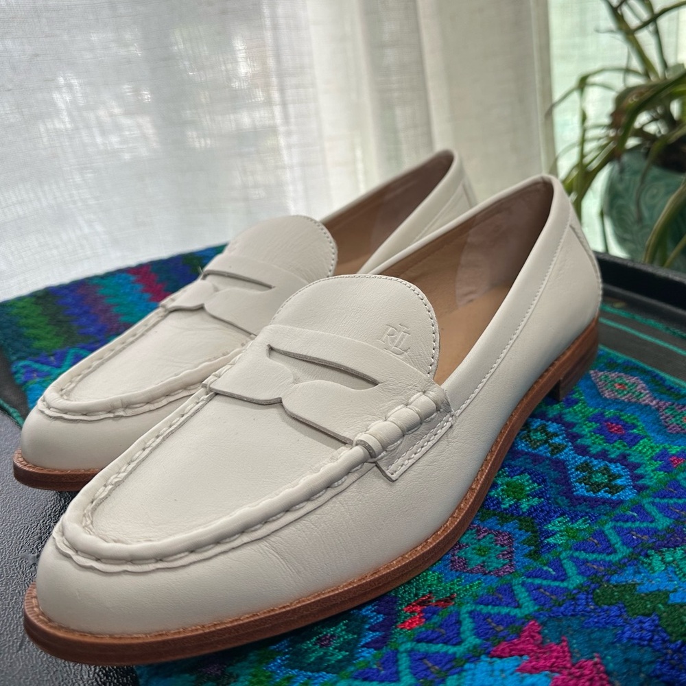 Polo Ralph Lauren Cream Leather Loafers